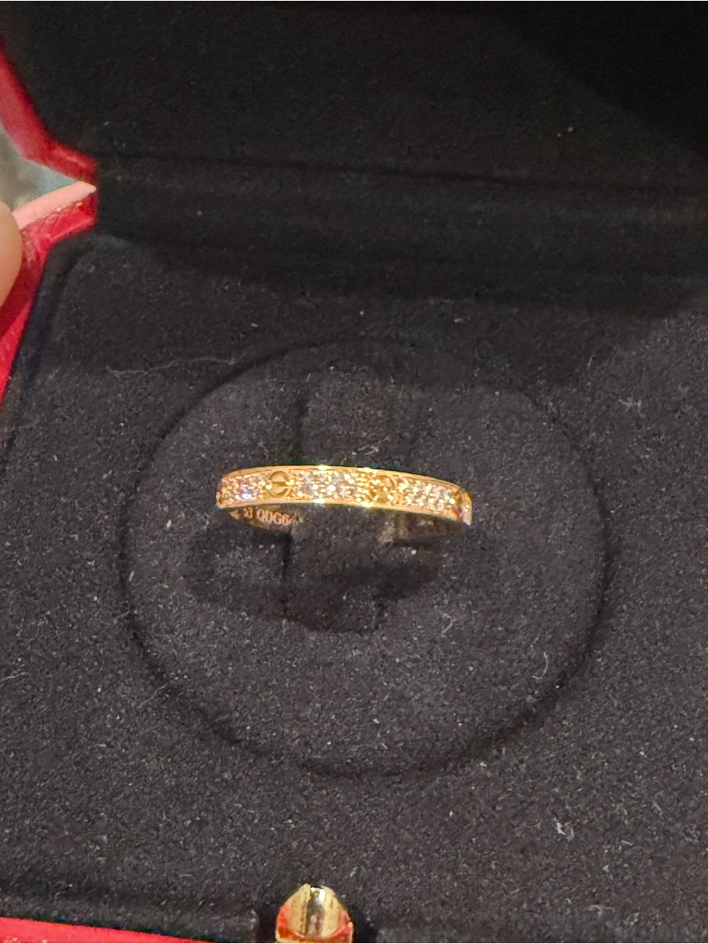 Authentic Cartier LOVE ring, mini model, pavé: 18K yellow gold, about72 diamonds